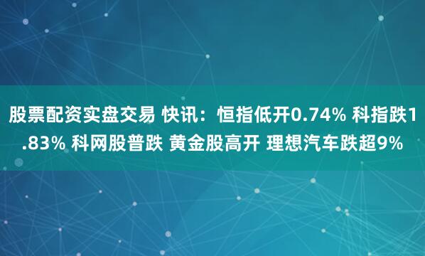 股票配资实盘交易 快讯：恒指低开0.74% 科指跌1.83% 科网股普跌 黄金股高开 理想汽车跌超9%